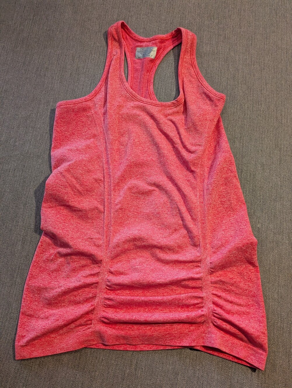 ATHLETA Speedlight Tank Shirt Size S Pink Rouched Racerback Athletic Top